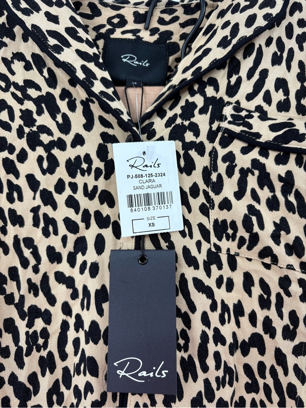 NWT Rails Clara Pajama Set XS Sand Jaguar Leopard Animal Print Rayon Lounge - Picture 9 of 16